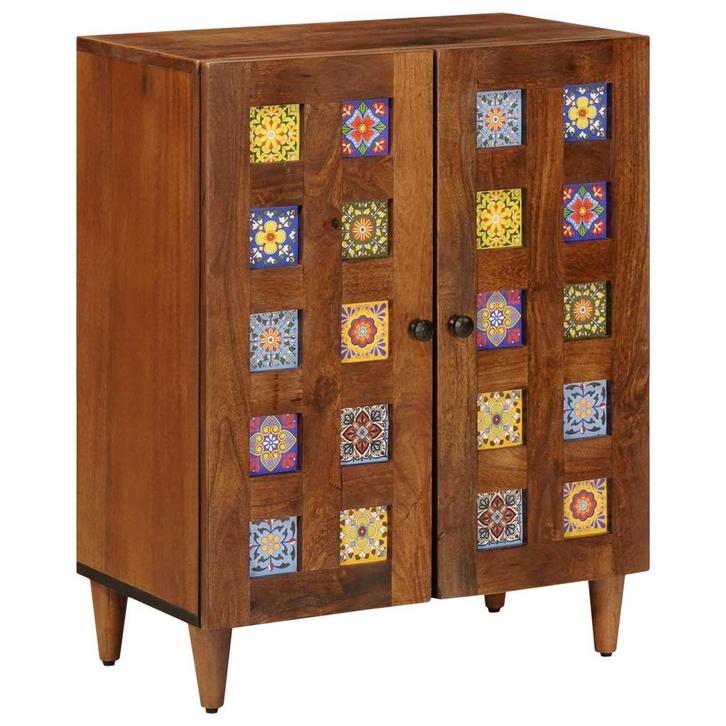 vidaXL Dressoir Walnotenhout 60 x 33 x 75 cm Massief Mango, Huis en Inrichting, Kasten | Overige, Nieuw, Verzenden