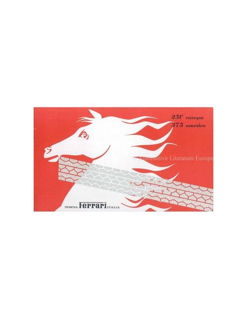 1955 FERRARI 250 EUROPA 375 AMERICA BROCHURE ITALIAANS, Boeken, Auto's | Folders en Tijdschriften, Ophalen of Verzenden
