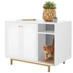 tectake Kattenkast Kalea, zij-ingang, incl. krabmat - wit/go, Dieren en Toebehoren