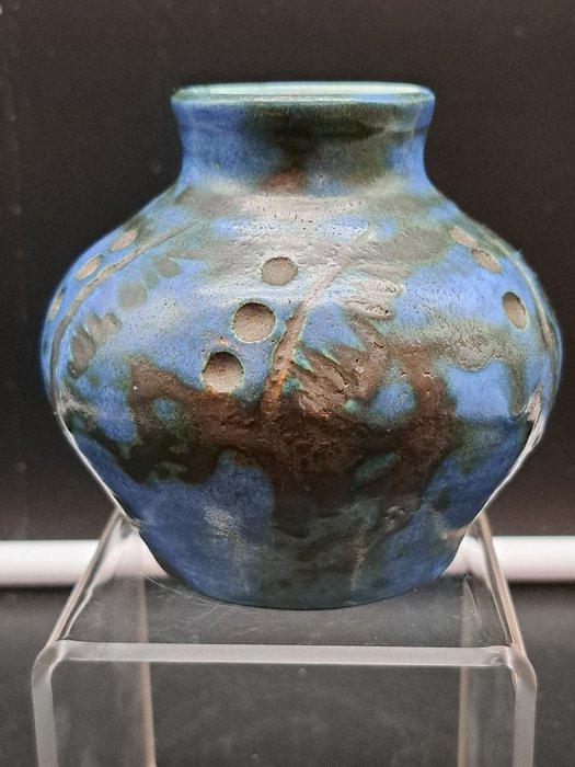 Jacques Blin - Vaas - Blauwe bolvormige vaas - Steengoed, Antiek en Kunst, Antiek | Glaswerk en Kristal