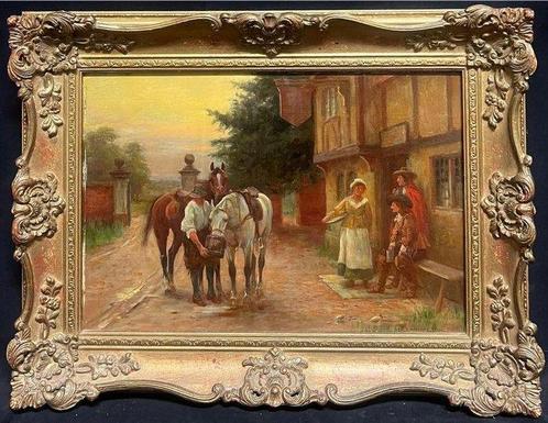 John Sanderson Wells (1872-1955) - Pausing for Refreshments, Antiek en Kunst, Kunst | Schilderijen | Klassiek