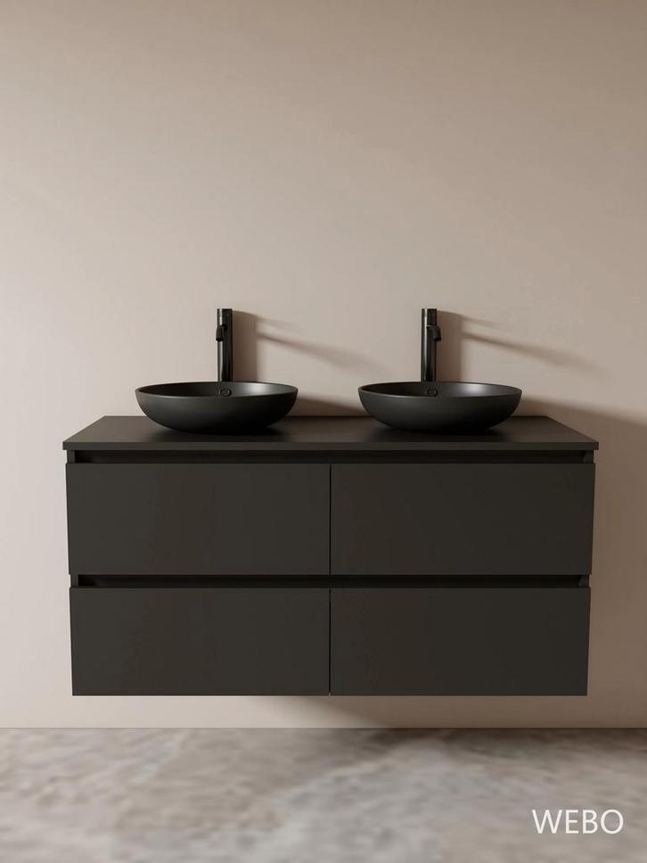 SALE Badkamermeubel INCLUSIEF mat zwarte waskommen en kranen, Huis en Inrichting, Badkamer | Badkamermeubels, Overige typen, Nieuw