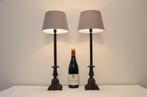 Tafellamp (2) - Set klassieke tafellampen - Metaal, Linnen