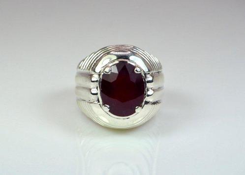 Zonder Minimumprijs - Ring Zilver Robijn, Handtassen en Accessoires, Ringen