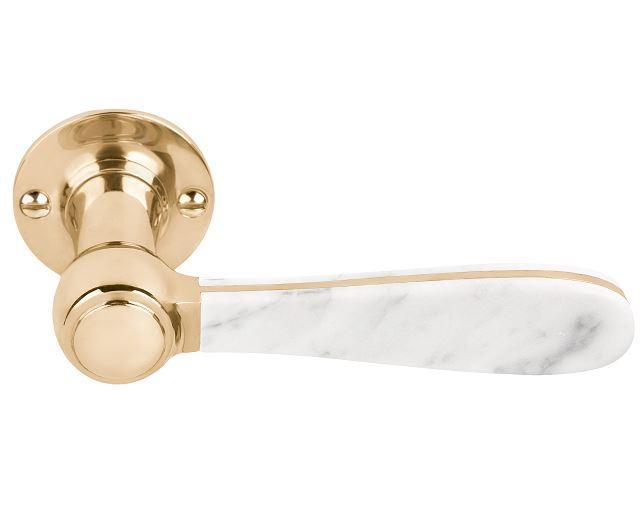 Deurklink BOSCO LZ100 op rozet messing ongelakt/marmer, Doe-het-zelf en Bouw, Hang- en Sluitwerk, Klink of Kruk, Nieuw, Overige materialen