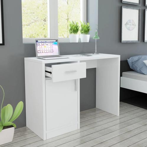 vidaXL Bureau met lade en kastje 100x40x73 cm wit, Huis en Inrichting, Bureaus, Nieuw, Verzenden