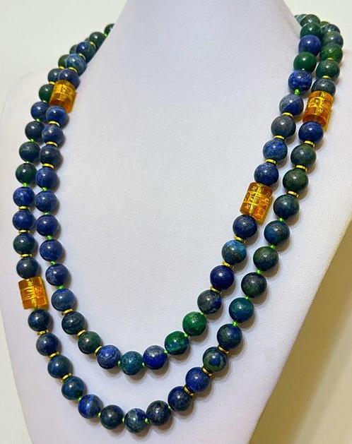 Natuurlijke Azurmalaquita-halsband (12), ZEER ZOUIDRAAIG,, Verzamelen, Mineralen en Fossielen