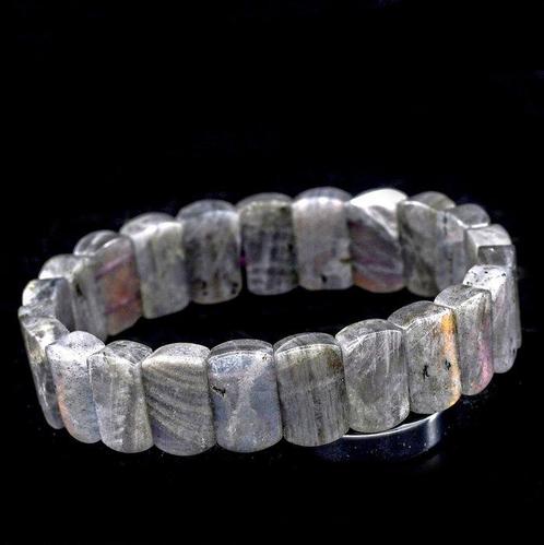 Labradorite naturelle de première qualité bracelet élastique, Verzamelen, Mineralen en Fossielen