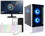 Complete Ryzen 5 Budget White Game PC Setup met 24 Gamin..., Computers en Software, Ophalen of Verzenden, Nieuw