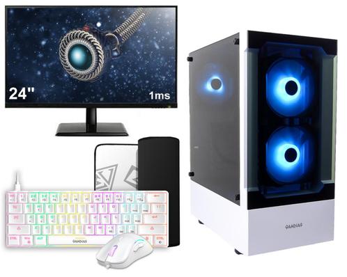 Complete Ryzen 5 Budget 6-Core White Game PC Setup met 24..., Computers en Software, Desktop Pc's, Nieuw, Ophalen of Verzenden