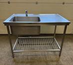 RVS Wastafel, Spoeltafel met mengkraan, B140 x D90 x H100cm