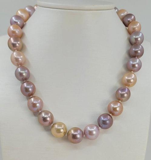 Halsketting - 14 karaat Witgoud - 12x15mm Edison-parels, Handtassen en Accessoires, Kettingen