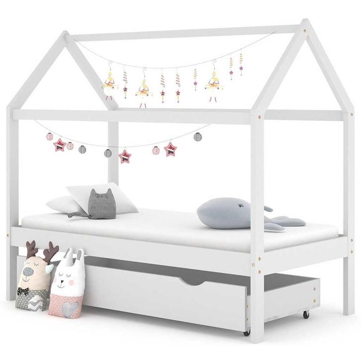 vidaXL Kinderbedframe met lade massief grenenhout wit 80x160, Enfants & Bébés, Chambre d'enfant | Lits, Envoi