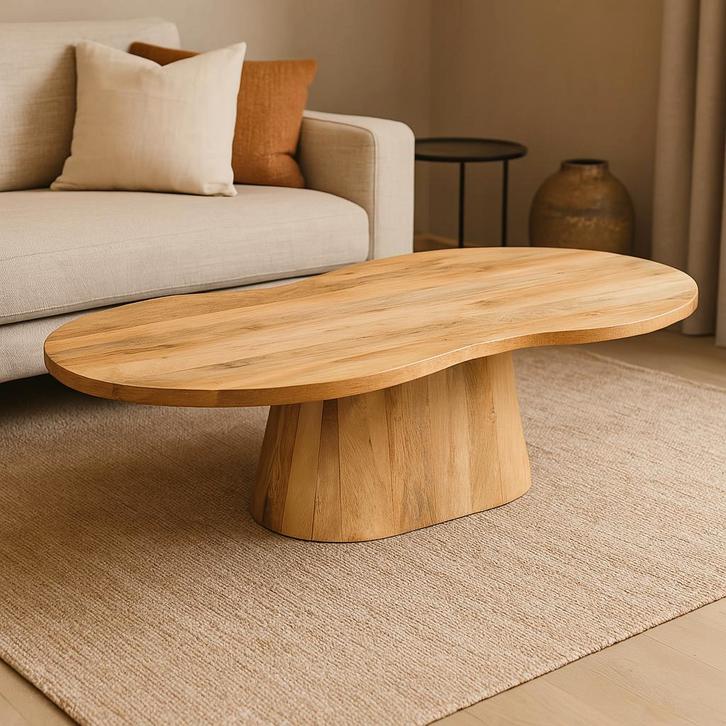 Salontafel Mangohout Odin Organische Vorm Massief, Huis en Inrichting, Tafels | Salontafels, Nieuw, Overige houtsoorten, Overige vormen