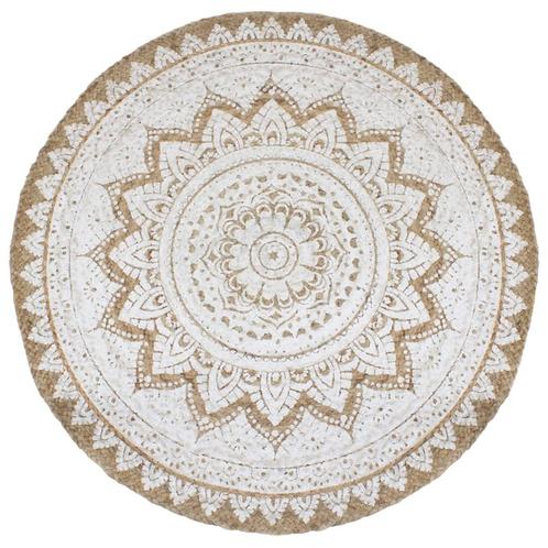 vidaXL Tapijt met print rond 180 cm gevlochten jute, Huis en Inrichting, Stoffering | Tapijten en Vloerkleden, Nieuw, Verzenden