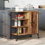 vidaXL Keuken Trolley Oud hout 87.5 x 38.5 x 84.5 cm Bewerkt, Verzenden, Nieuw
