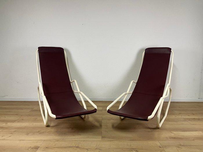 Lounge stoel (2) - Leder, Metaal, Antiek en Kunst, Antiek | Meubels | Stoelen en Sofa's