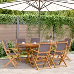 vidaXL 7-delige Tuinset massief hout en stof, Tuin en Terras, Verzenden, Nieuw, Tuinset