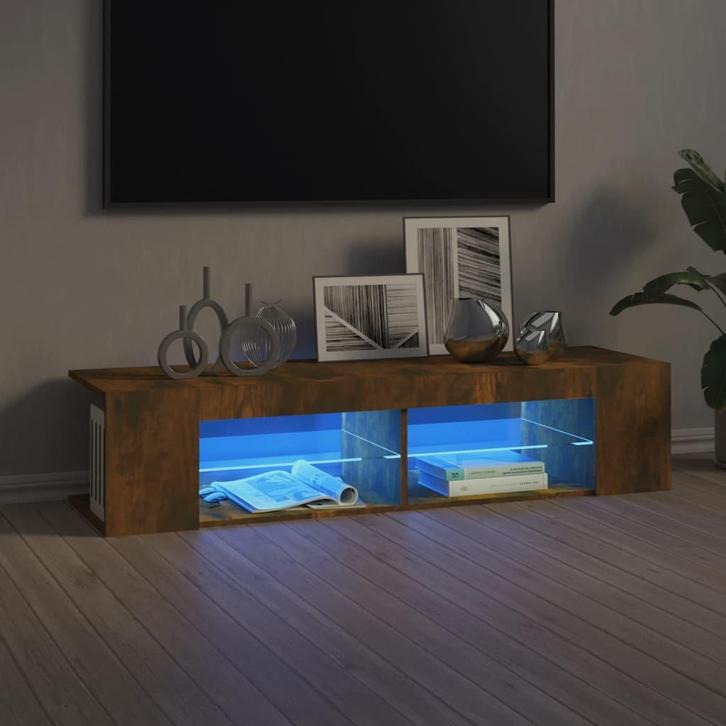 vidaXL Tv-meubel LED-verlichting 135x39x30 cm gerookt, Huis en Inrichting, Kasten |Televisiemeubels, Nieuw, Verzenden