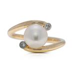 Ring - 18 karaat Geel goud Parel, Handtassen en Accessoires, Nieuw