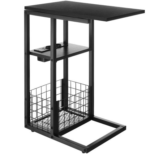 tectake Laptop-bijzettafel Rhea, c-vorm, met laadstation - z, Huis en Inrichting, Tafels | Bijzettafels, Verzenden