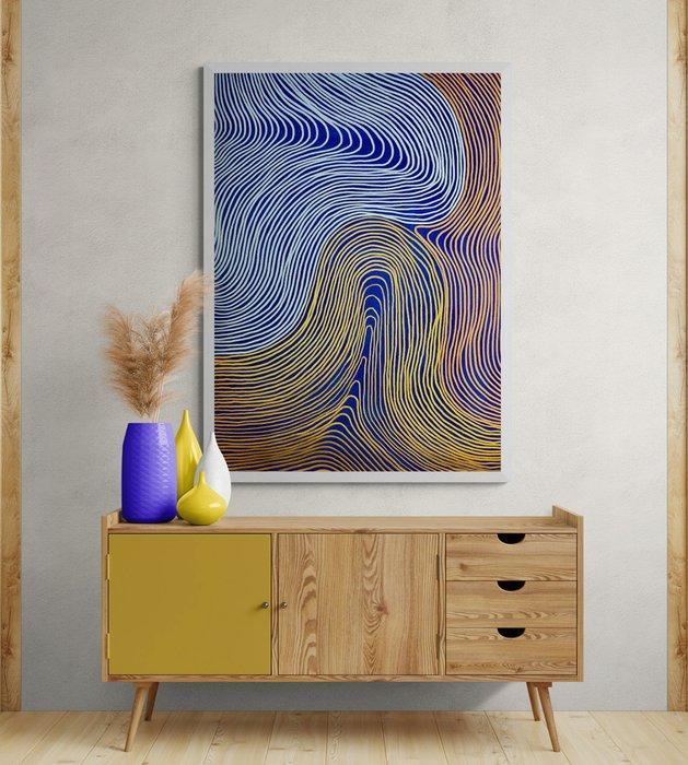 Lao Gonzalez - Golden Tide and Sapphire, XL, NO RESERVE, Antiek en Kunst, Kunst | Schilderijen | Modern