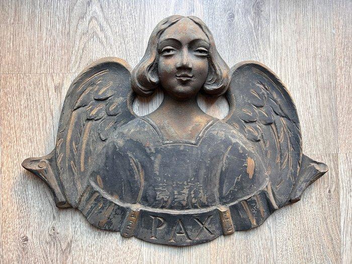 Zeldzaam met de hand gesneden paneel - Engel - 42 cm - Hout, Antiek en Kunst, Kunst | Niet-Westerse kunst