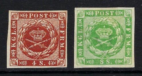 Denemarken 1858 - wapenschild 4s roodbruin & 8s groen - Nº, Postzegels en Munten, Postzegels | Amerika