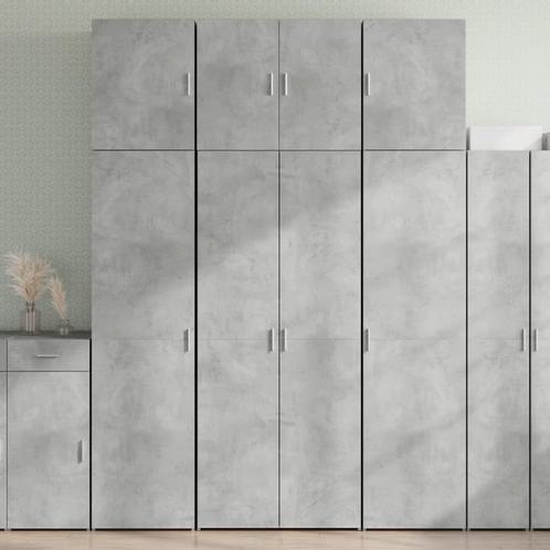 vidaXL Hoge kast 80x42,5x249 cm bewerkt hout betongrijs, Huis en Inrichting, Kasten | Dressoirs, Nieuw, Verzenden