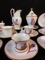Service à café (23) - Style empire - Porcelaine, Peinte a La