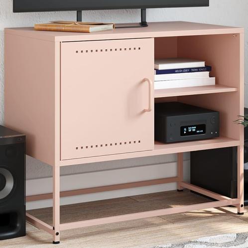 vidaXL Meuble TV rose 68x39x60,5 cm acier, Maison & Meubles, Armoires | Mobilier de télévision, Neuf, Envoi