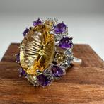 Zonder minimumprijs - Ring Zilver Citrien - Amethist -, Nieuw