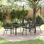 vidaXL Tuin Eettafel Set 5 pcs Zwart poly rattan, Tuin en Terras, Verzenden, Nieuw