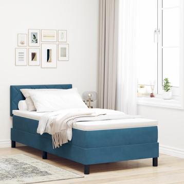 vidaXL Boxspring Bed met Matras Donkerblauw Eenpersoons, Verzenden