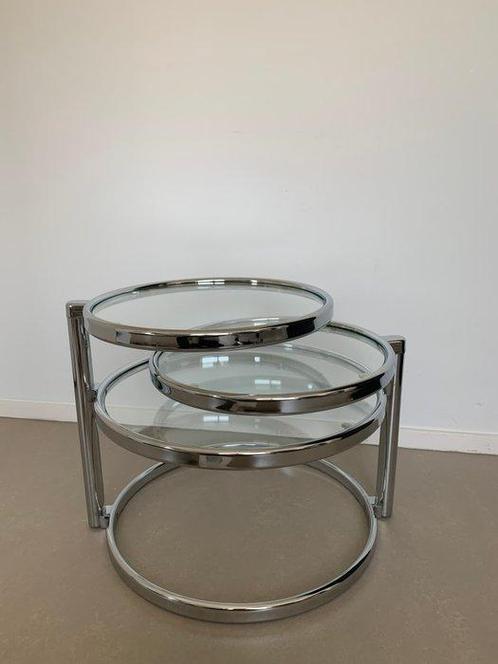 Leitmotiv - Bijzettafel - TN331 - Glas, Staal - Double, Antiek en Kunst, Antiek | Meubels | Stoelen en Sofa's