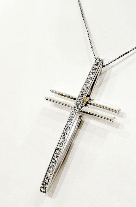 Ketting met hanger - 18 karaat Witgoud - 0.60ct. tw. Diamant, Handtassen en Accessoires, Antieke sieraden