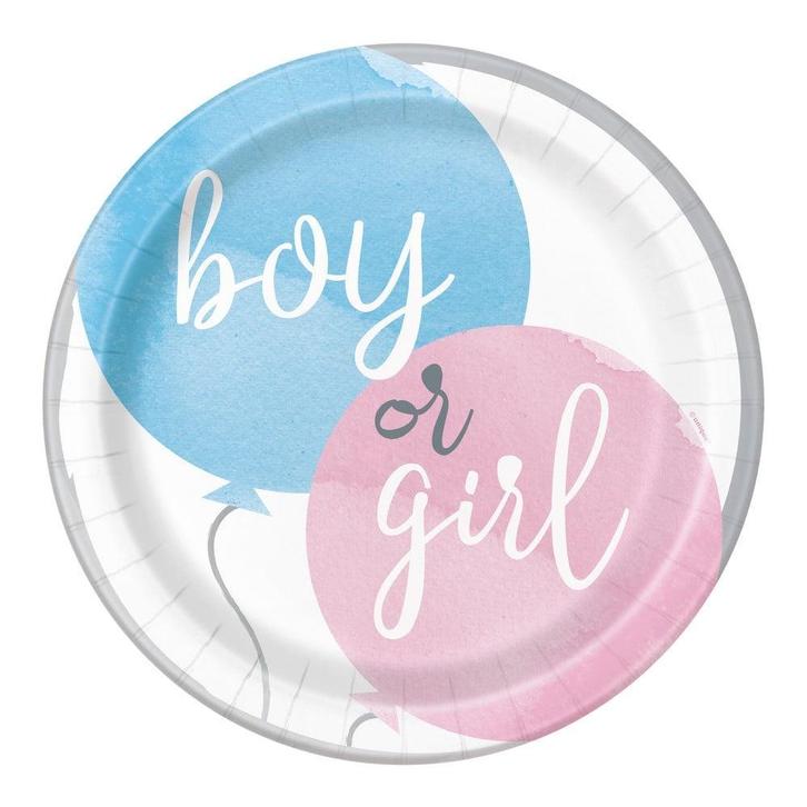 Gender Reveal Borden 23cm 8st, Hobby & Loisirs créatifs, Articles de fête, Envoi