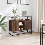 vidaXL Dressoir met glazen blad 98x35x81 cm hout bruin, Huis en Inrichting, Kasten | Dressoirs, Verzenden, Nieuw