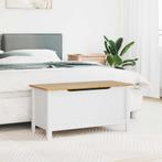 vidaXL Opbergbox Wit en honingbruin 90 x 40 x 45 cm Massief, Verzenden