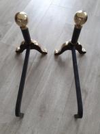 Vuurbok (2) - Verguld messing, Staal - Koperen haarden