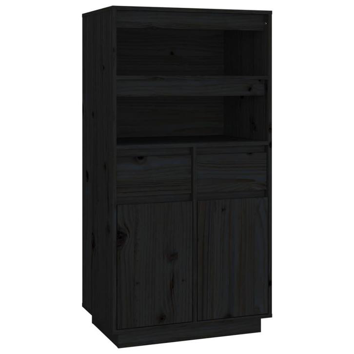 Hoge Kast Zwart Grenen 60cm | Retour Deal | -46%, Huis en Inrichting, Kasten | Overige, Nieuw, Verzenden