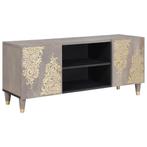 vidaXL TV Kast Grijs en Goud 105 x 33.5 x 46 cm Massief, Huis en Inrichting, Verzenden, Nieuw
