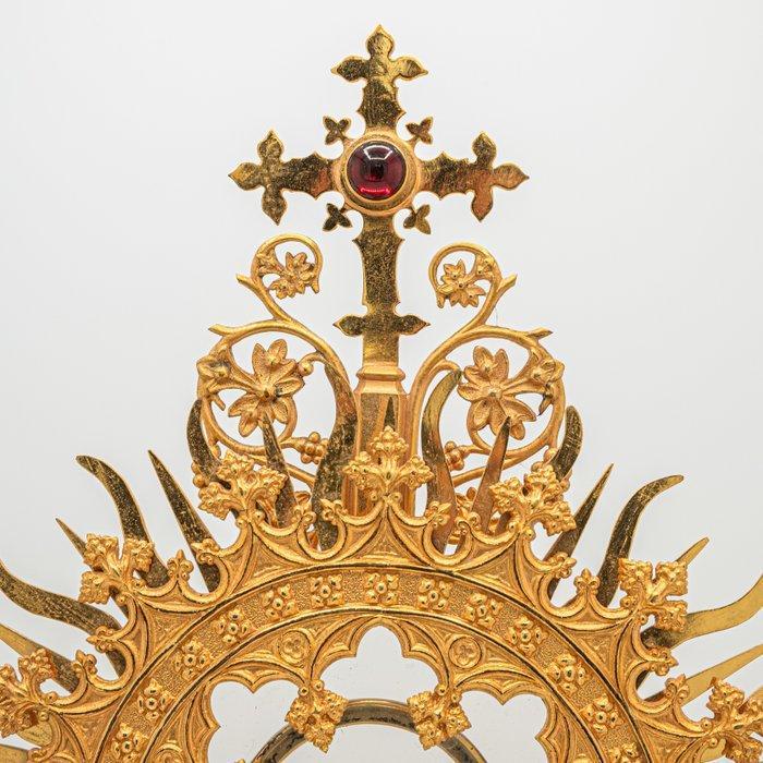 Monstrans, neogotische stralen-monstrans - Messing -, Antiek en Kunst, Kunst | Niet-Westerse kunst