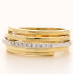 18 karaat Goud, Tweekleurig - Ring - 0.04 ct Diamant