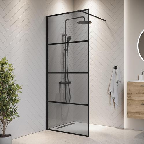 Douchewand Essos 60 x 200 cm Zwart – Inloopdouche 8 mm, Doe-het-zelf en Bouw, Sanitair, Nieuw, Verzenden