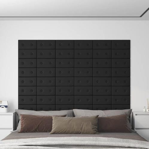 vidaXL Wandpanelen 12 st 0,54 m² 30x15 cm kunstleer zwart, Doe-het-zelf en Bouw, Platen en Panelen, Nieuw, Verzenden