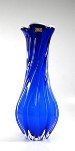 Egermann - Vaas - Kristal - Blauwe Kristallen vaas 41 cm, Antiek en Kunst