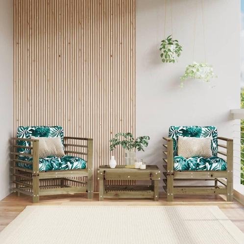 vidaXL Tuinstoelen 2 st met kussens geïmpregneerd grenenhout, Tuin en Terras, Tuinsets en Loungesets, Nieuw, Verzenden