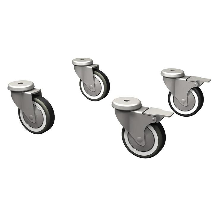 Set 4 "gegalvanis" zwenkwielen, waarvan 2 met remmen, Articles professionnels, Horeca | Équipement de cuisine, Envoi