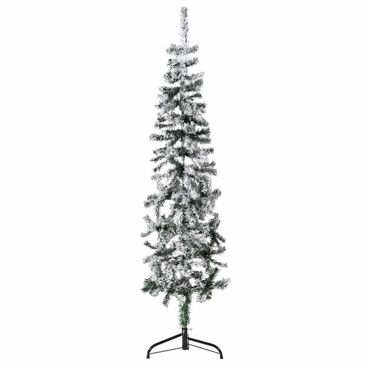 vidaXL Kunstkerstboom half met sneeuw smal 150 cm, Diversen, Kerst, Nieuw, Verzenden